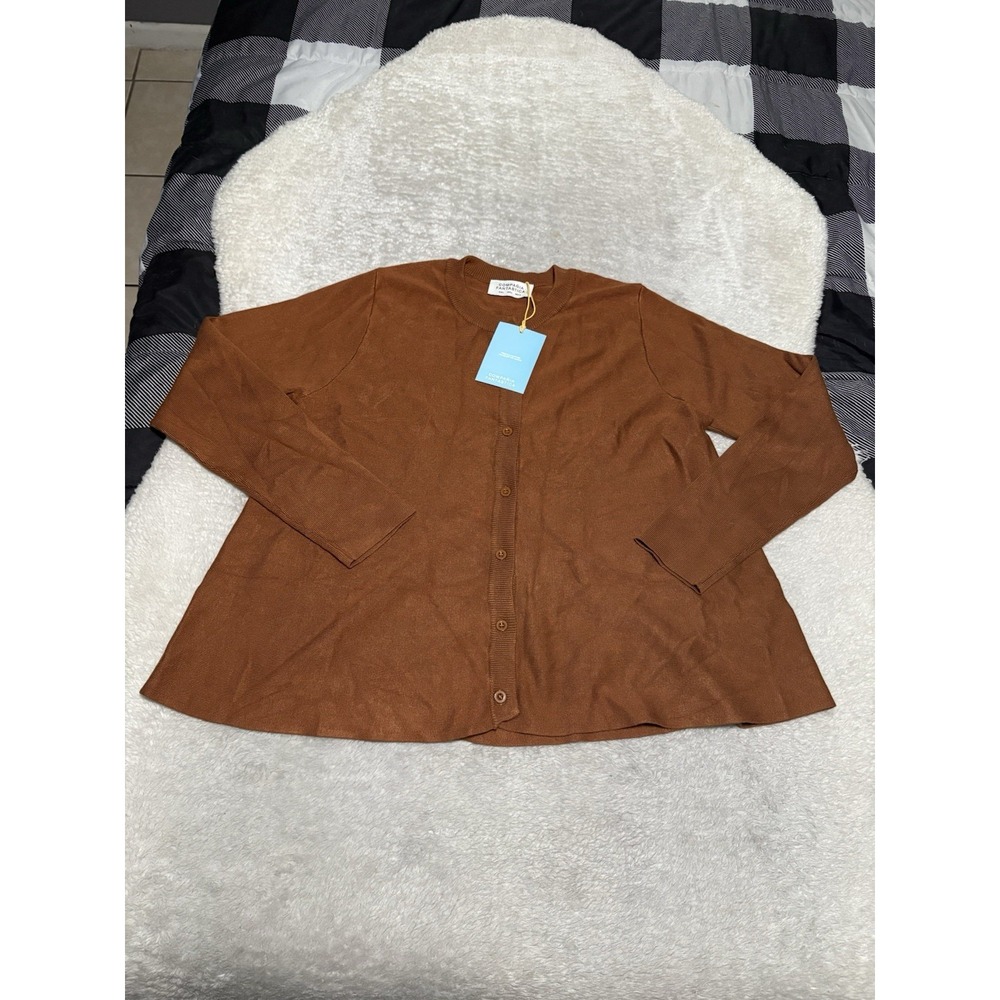 Compania‎ Fantastica Women's Brown Button Cardigan Sweater Size Large NWT Solid